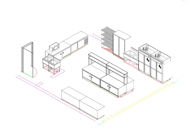 涼菜間基本設(shè)備3D效果圖